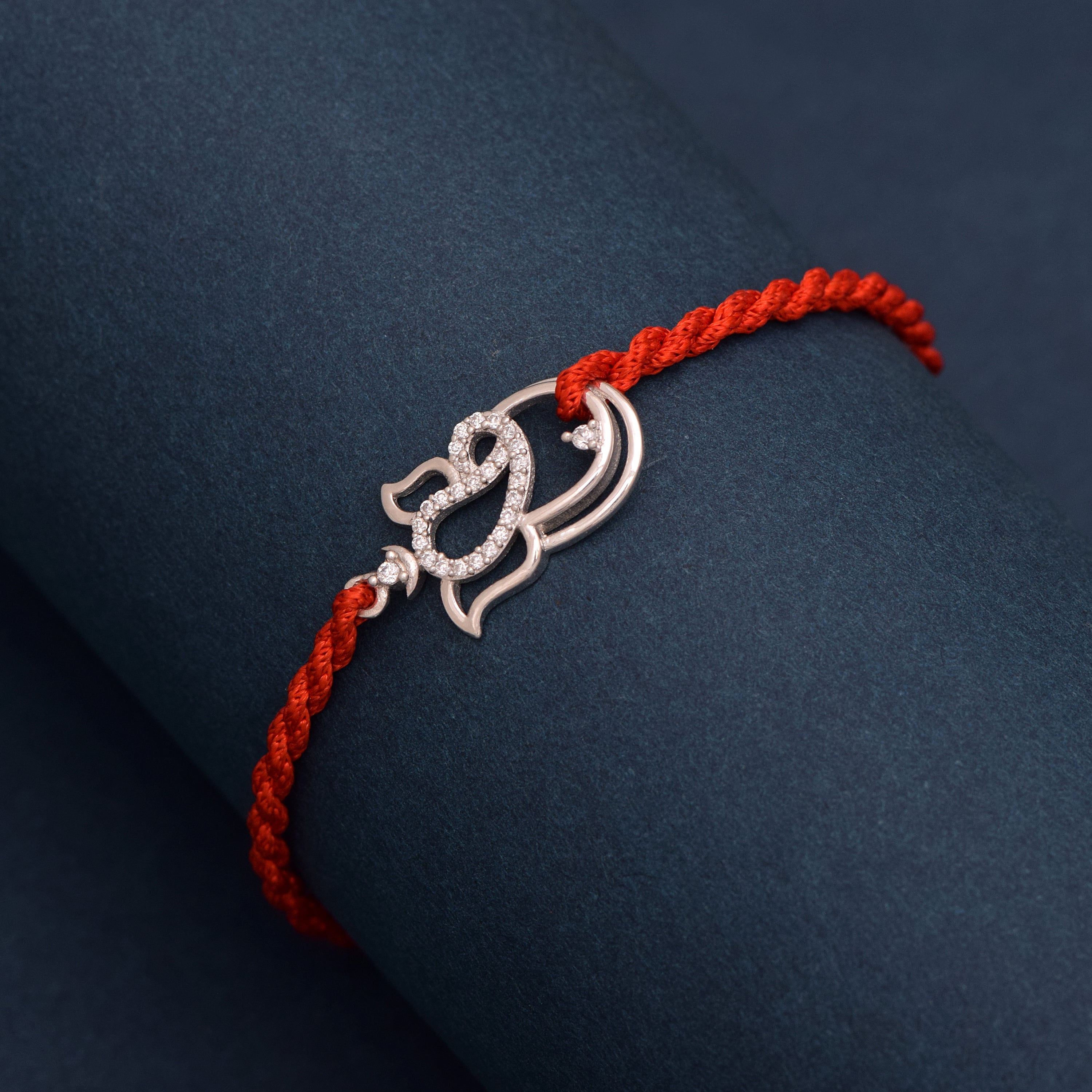 Om Symbol Thread Rakhi Bracelet - Sterling Silver