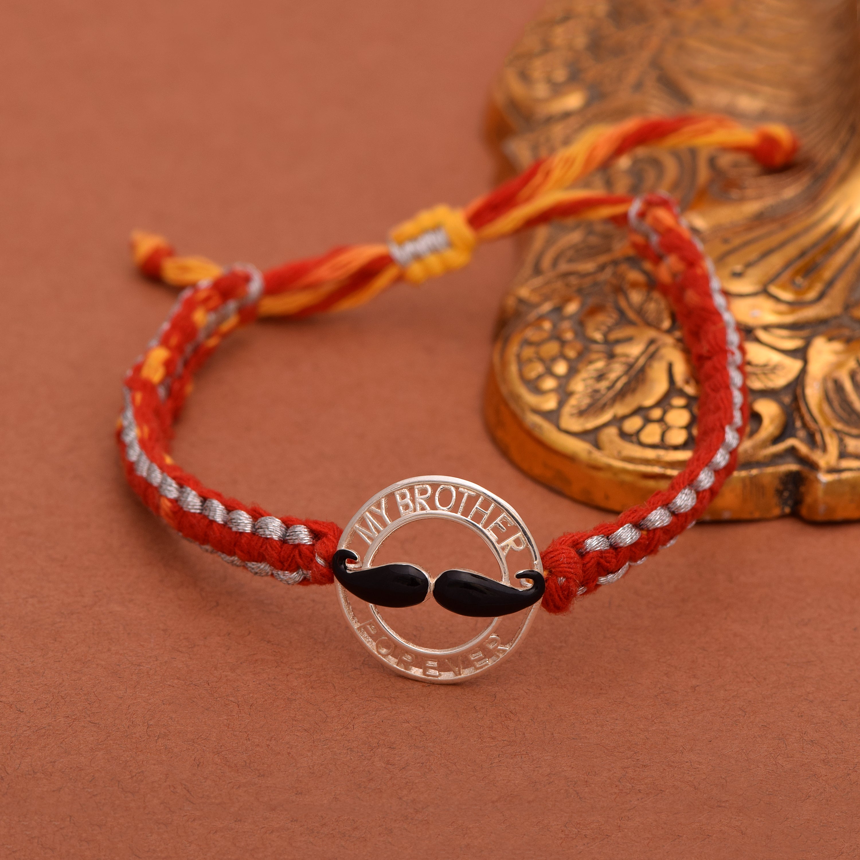 “My Brother Forever” Thread Rakhi Bracelet - Sterling Silver
