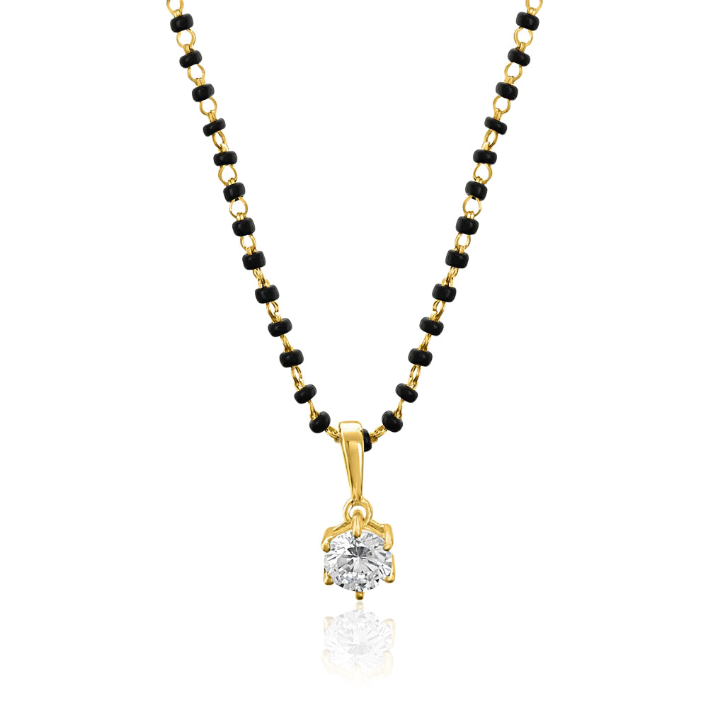 Solitaire Mangalsutra – Sterling Silver Gold Plated