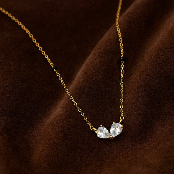 Twin Pear Butterfly Pendant Mangalsutra – Sterling Silver Gold Plated