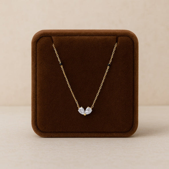 Twin Pear Butterfly Pendant Mangalsutra – Sterling Silver Gold Plated