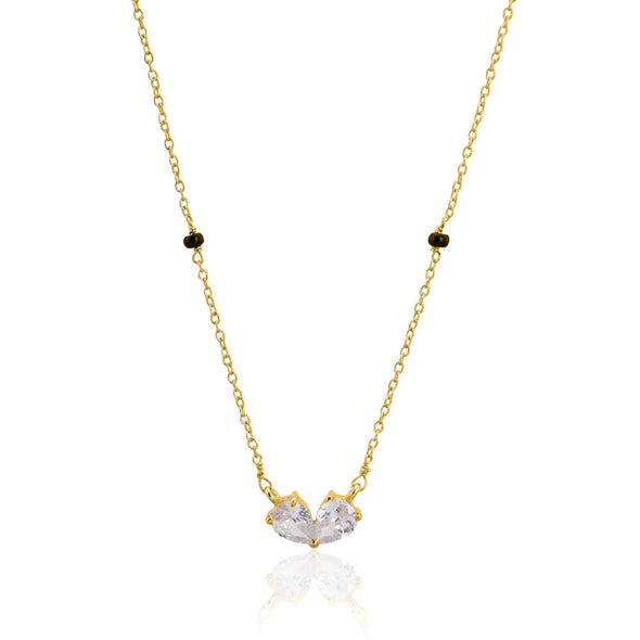 Twin Pear Butterfly Pendant Mangalsutra – Sterling Silver Gold Plated