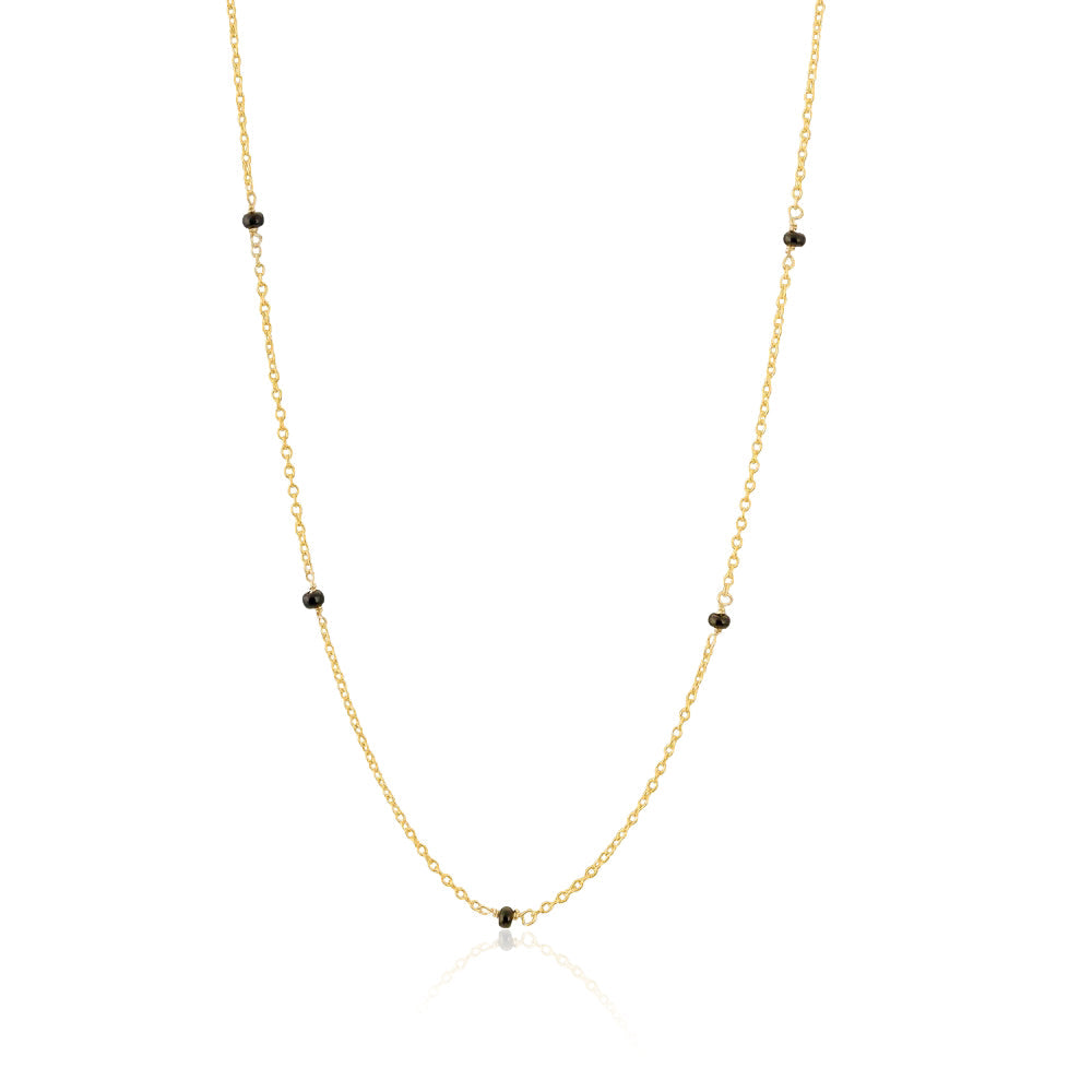 Minimal Black Bead Chain Mangalsutra – Sterling Silver Gold Plated