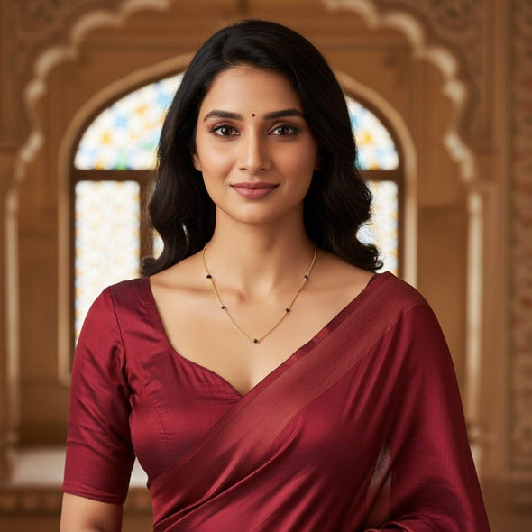 Minimal Black Bead Chain Mangalsutra – Sterling Silver Gold Plated