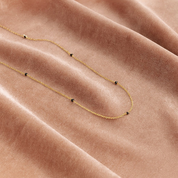 Minimal Black Bead Chain Mangalsutra – Sterling Silver Gold Plated