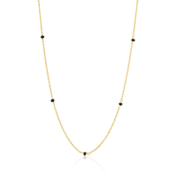 Minimal Black Bead Chain Mangalsutra – Sterling Silver Gold Plated