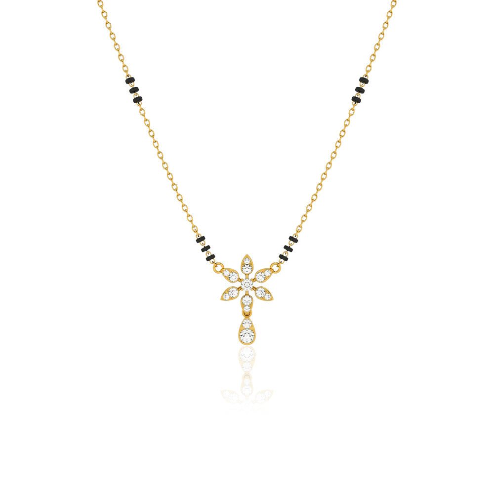 Floral Drop Mangalsutra – Sterling Silver Gold Plated