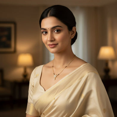 Floral Drop Mangalsutra – Sterling Silver Gold Plated