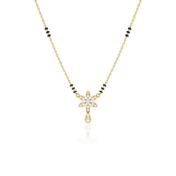 Floral Drop Mangalsutra – Sterling Silver Gold Plated