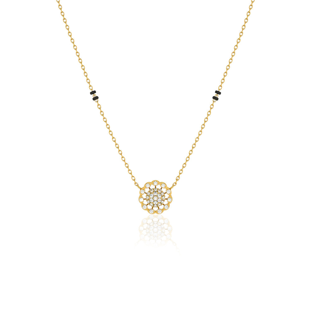 Floral Cluster Mangalsutra – Sterling Silver Gold Plated