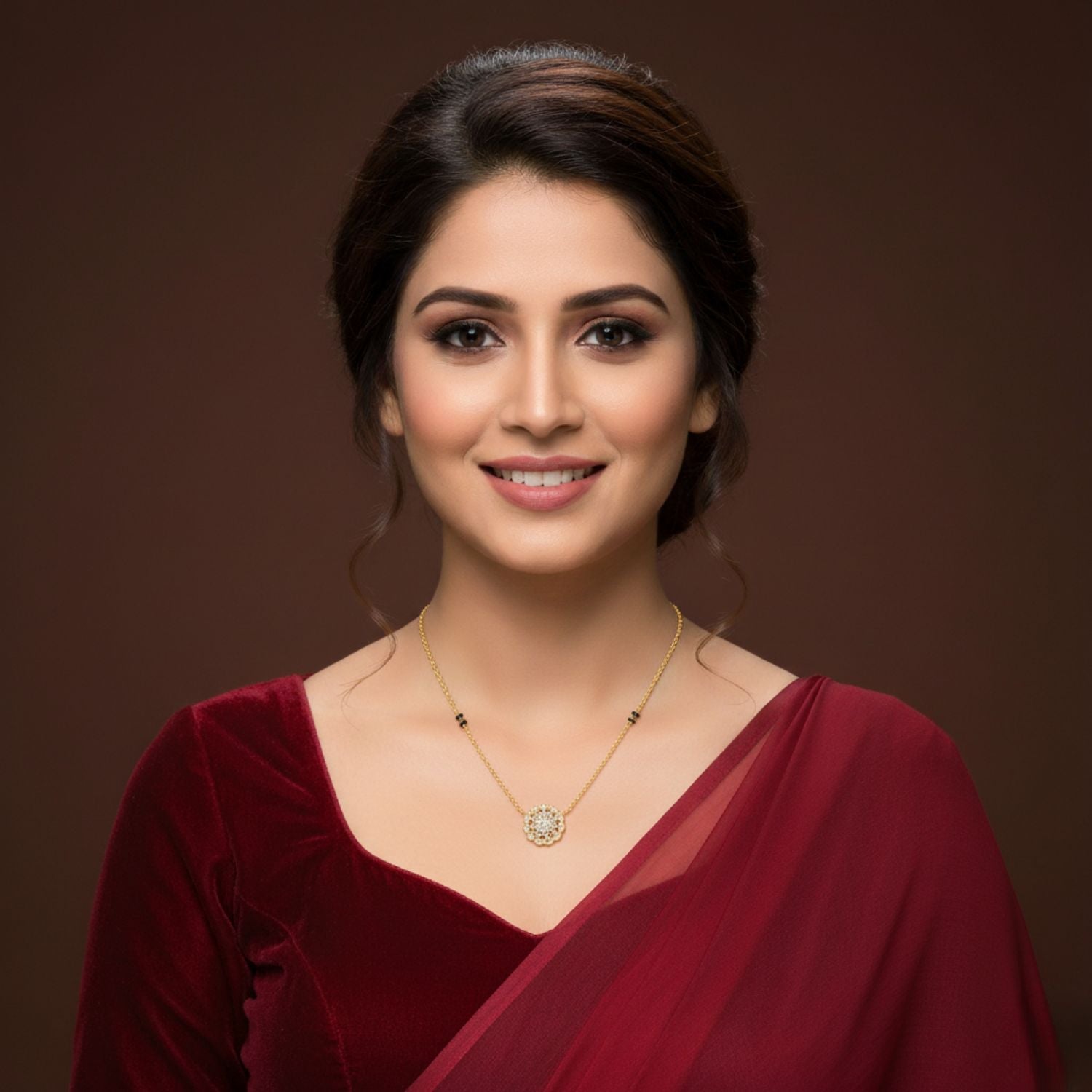 Floral Cluster Mangalsutra – Sterling Silver Gold Plated