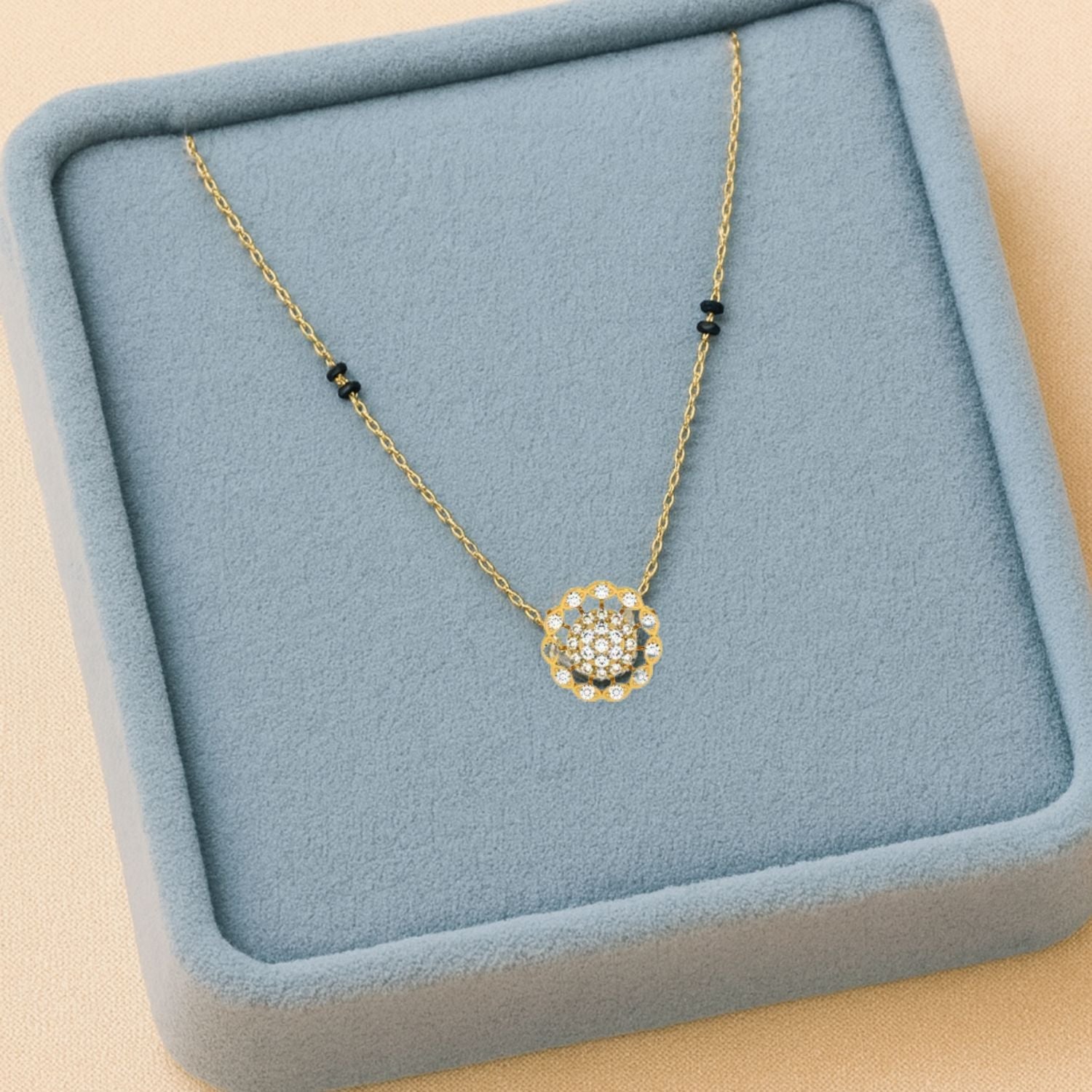 Floral Cluster Mangalsutra – Sterling Silver Gold Plated