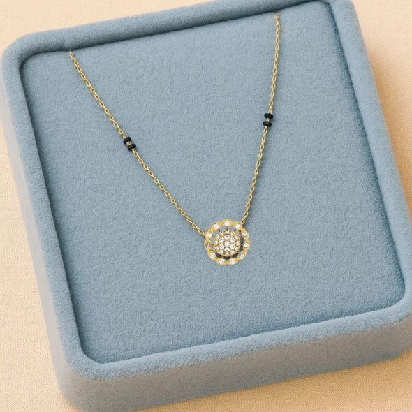 Floral Cluster Mangalsutra – Sterling Silver Gold Plated