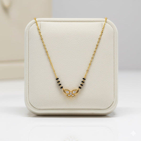Butterfly Motif Mangalsutra – Sterling Silver Gold Plated