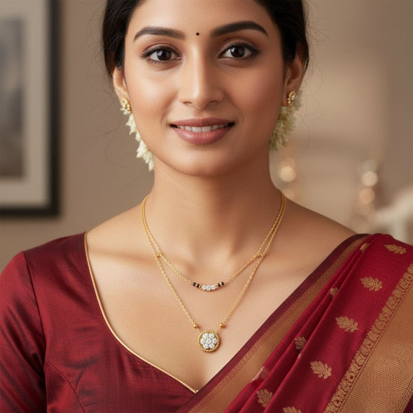Dual-Layer Mangalsutra – Sterling Silver Gold Plated