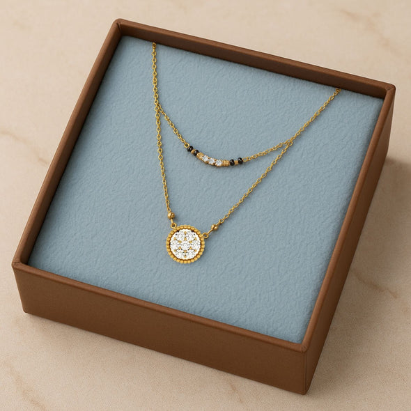 Dual-Layer Mangalsutra – Sterling Silver Gold Plated