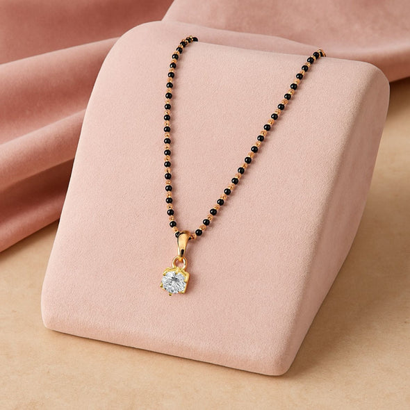 Solitaire Mangalsutra – Sterling Silver Gold Plated