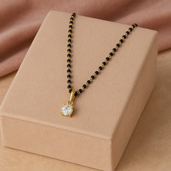 Solitaire Mangalsutra – Sterling Silver Gold Plated