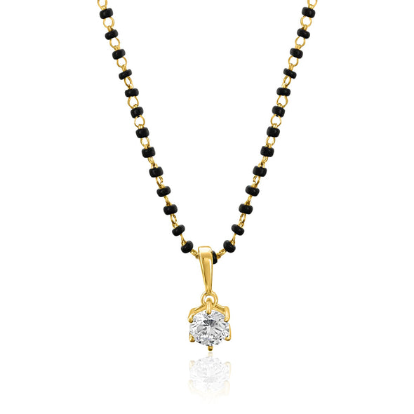 Solitaire Mangalsutra – Sterling Silver Gold Plated