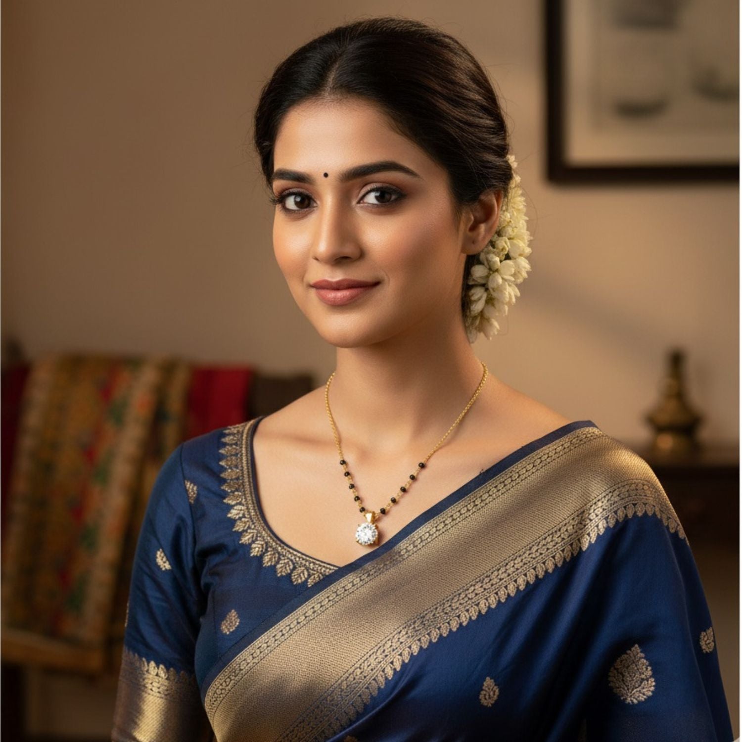 Solitaire Pendant Mangalsutra – Sterling Silver Gold Plated