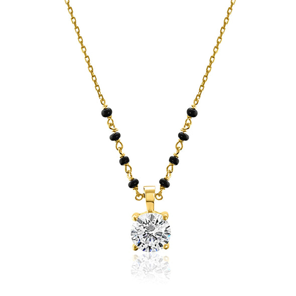 Solitaire Pendant Mangalsutra – Sterling Silver Gold Plated