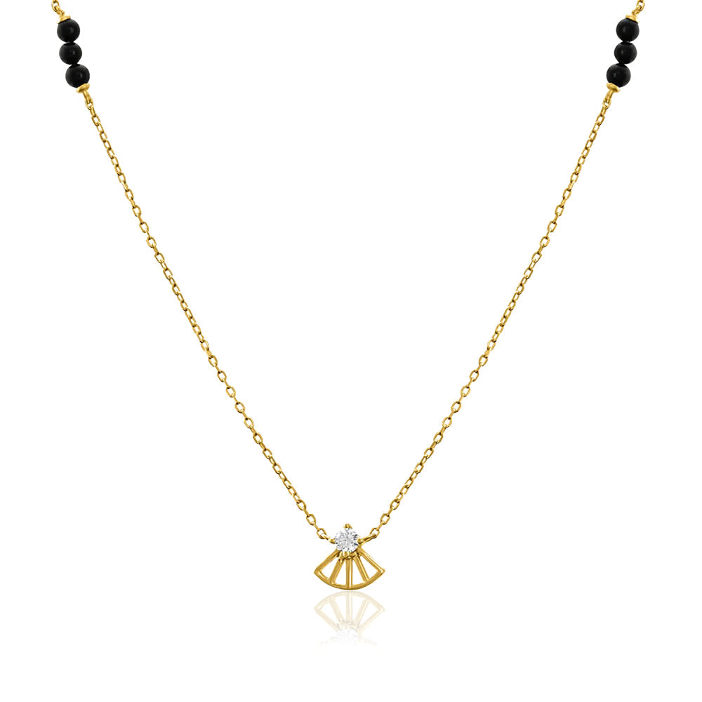 Geometric Fan Pendant Mangalsutra – Sterling Silver Gold Plated