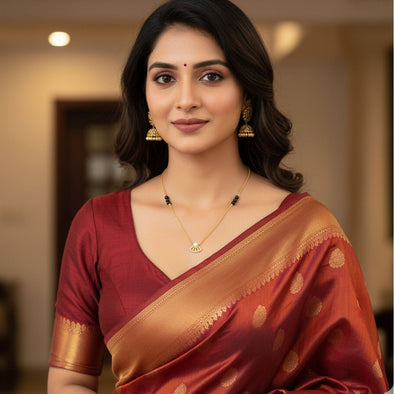 Geometric Fan Pendant Mangalsutra – Sterling Silver Gold Plated