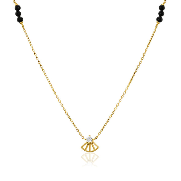 Geometric Fan Pendant Mangalsutra – Sterling Silver Gold Plated