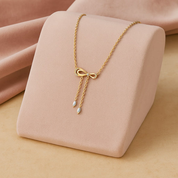 Bow Knot Drops Mangalsutra – Sterling Silver Gold Plated