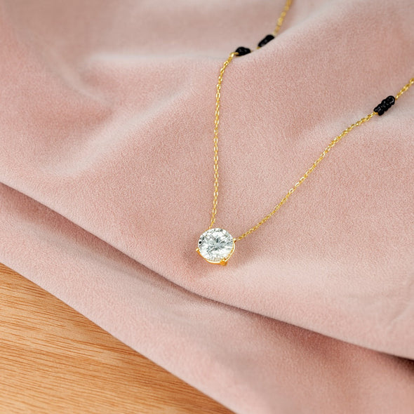 Solitaire Mangalsutra –  Sterling Silver Gold Plated