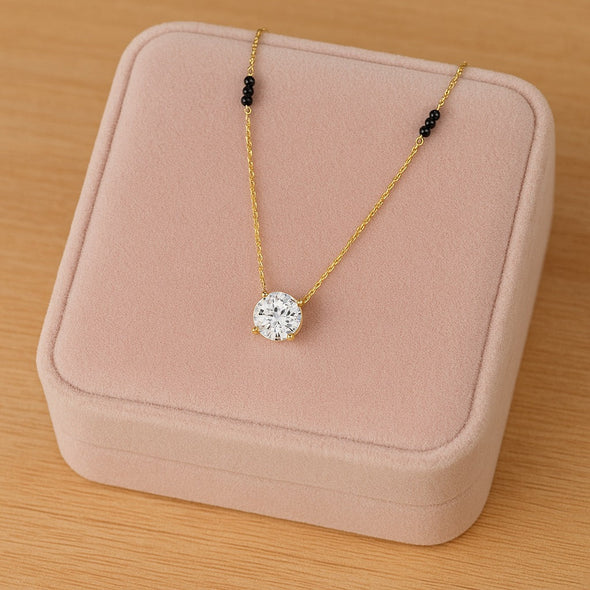 Solitaire Mangalsutra –  Sterling Silver Gold Plated