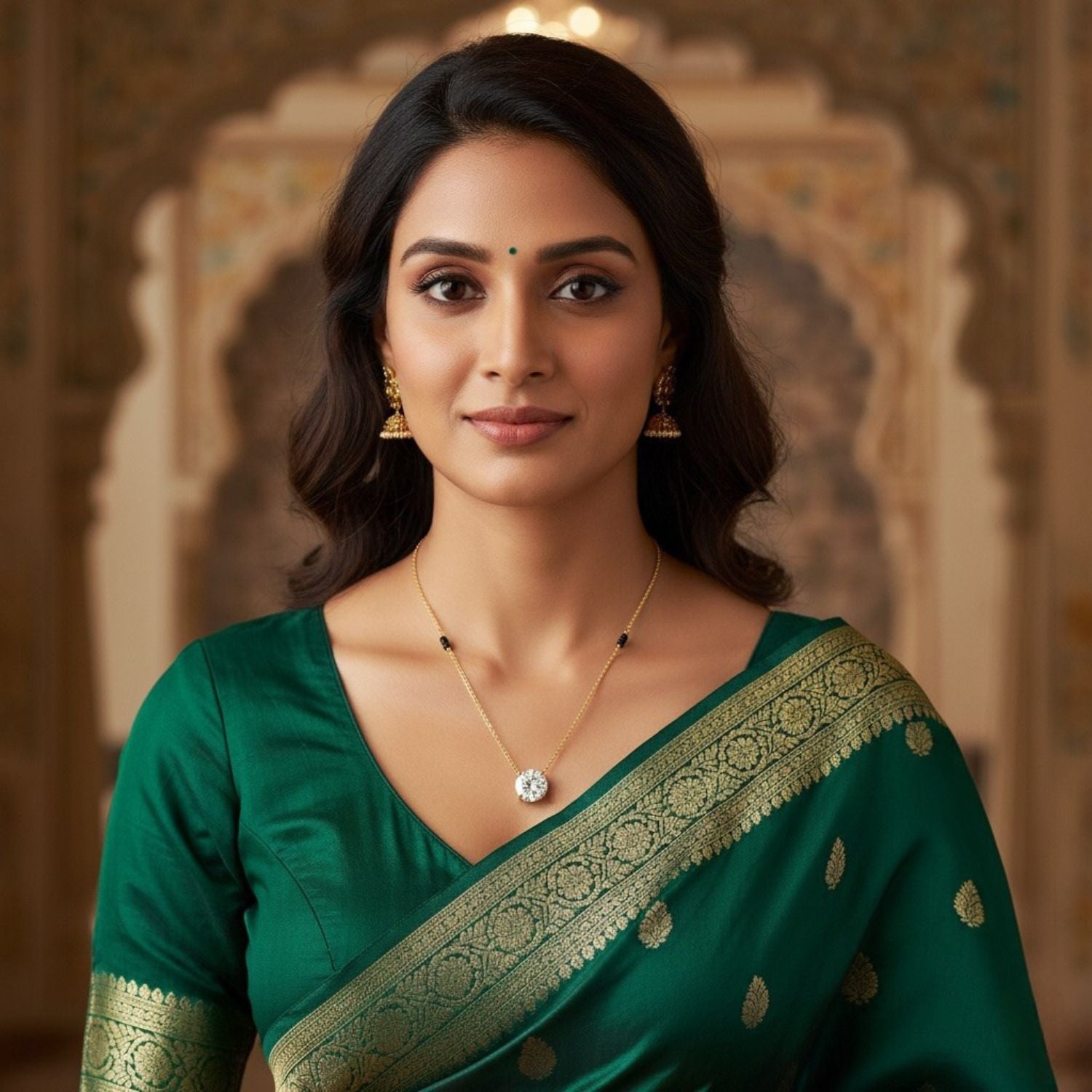 Solitaire Mangalsutra –  Sterling Silver Gold Plated