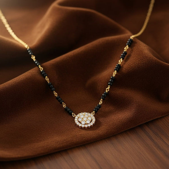 Double Halo Mangalsutra – Sterling Silver Gold-Plated