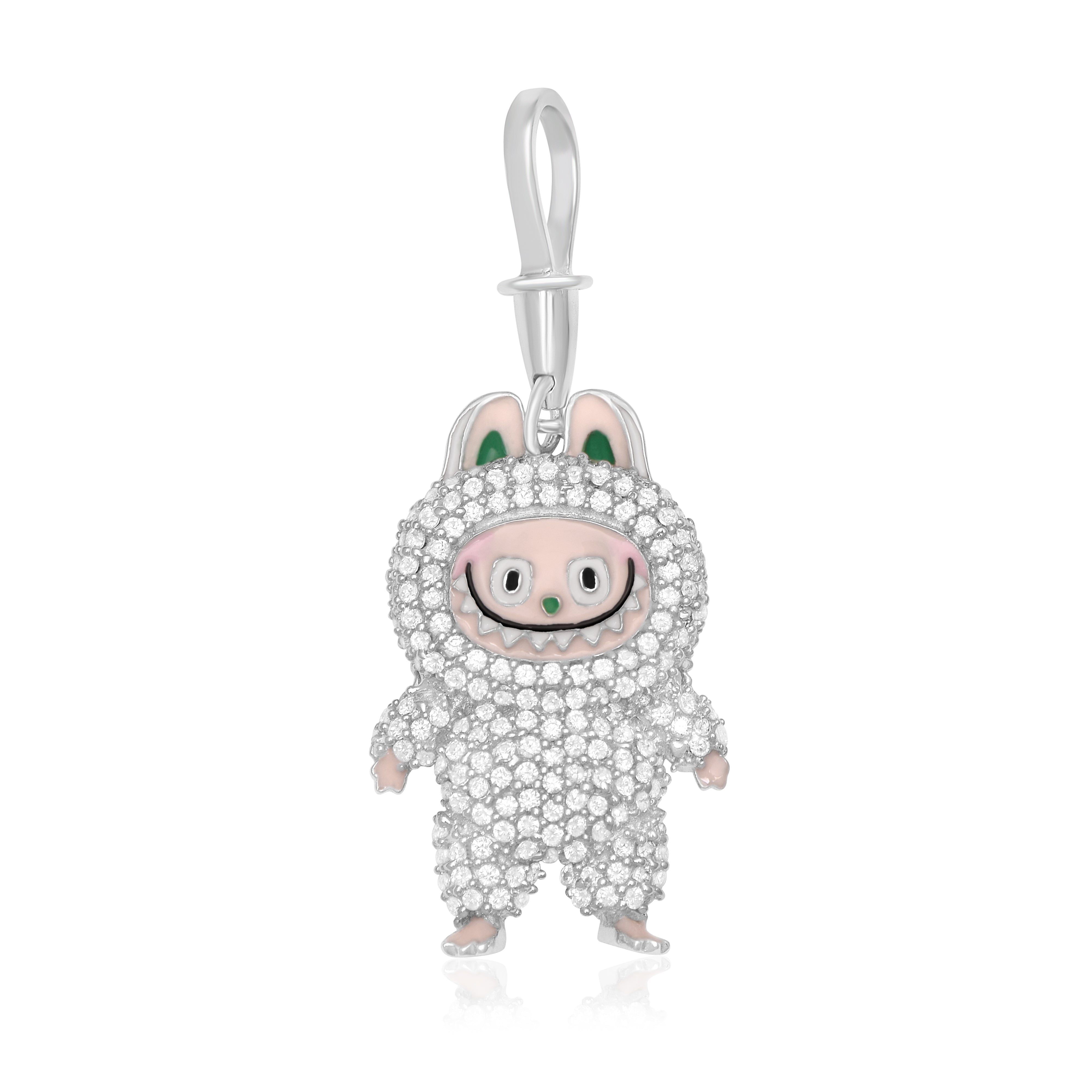 White CZ Labubu Doll Charms - Sterling Silver