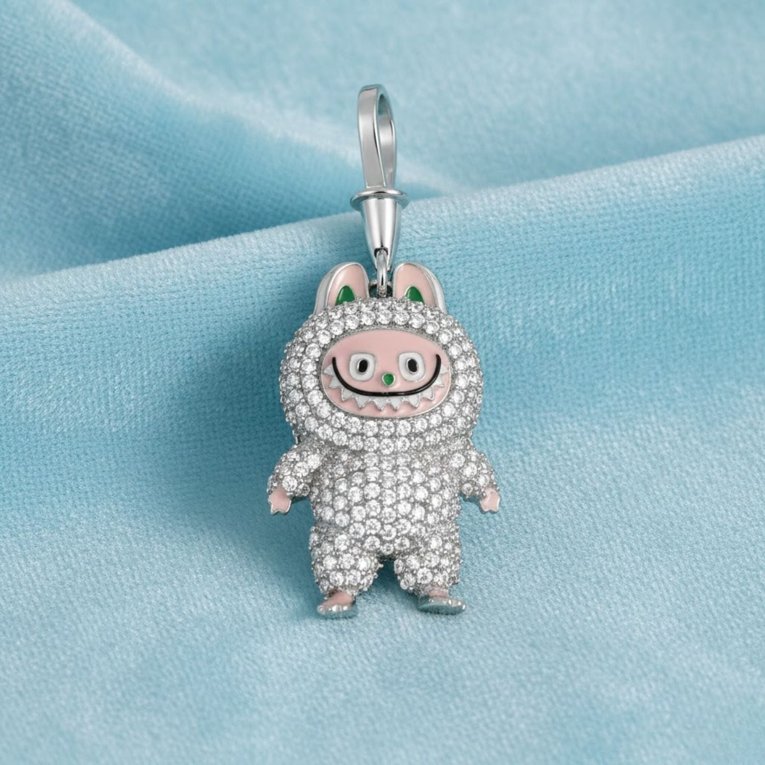 White CZ Labubu Doll Charms - Sterling Silver