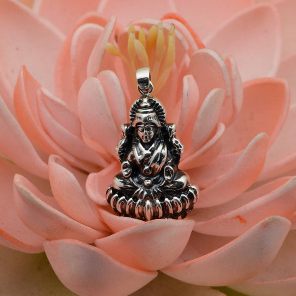 Goddess Laxmi Pendant - Sterling Silver