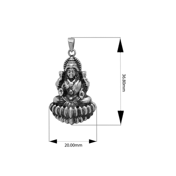 Goddess Laxmi Pendant - Sterling Silver