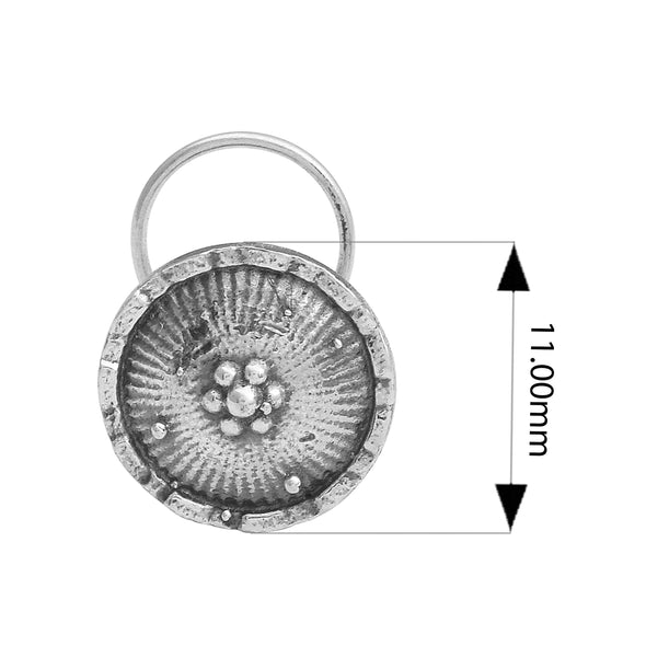 Oxidized Sunburst Nose Pin - Sterling Silver