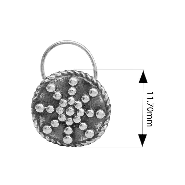 Oxidized Round Dotted Swirl Nose Pin - Sterling Silver