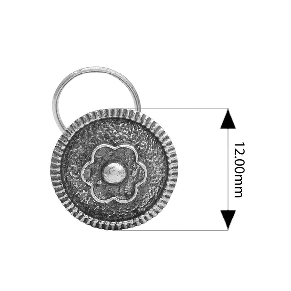 Oxidized Floral Nose Pin - Sterling Silver