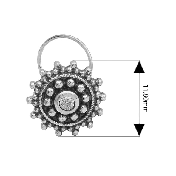 White Gemstone Nose Pin - Sterling Silver