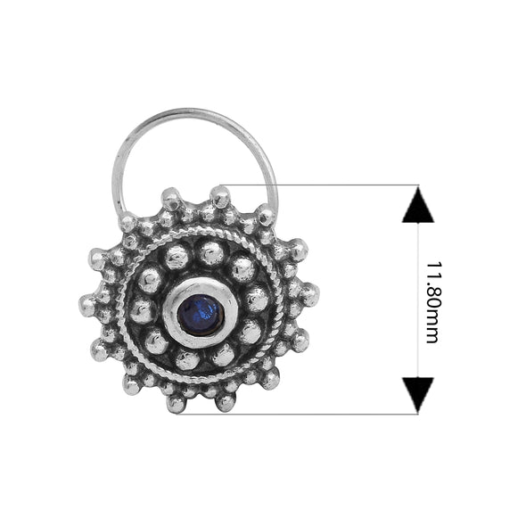 Blue Gemstone Nose Pin - Sterling Silver