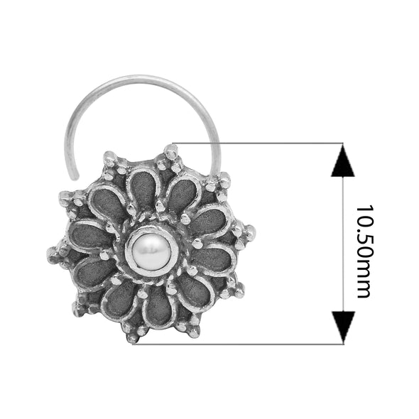 Pearl Round Nose Pin - Sterling Silver