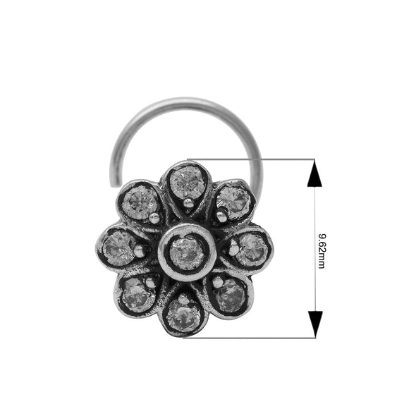 Traditional White CZ Nose Pin - Sterling Silver