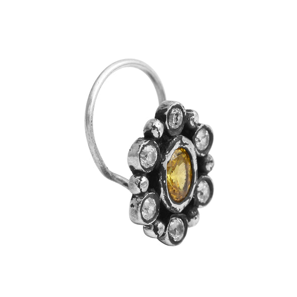 Yellow Gemstone Nose Pin – Sterling Silver