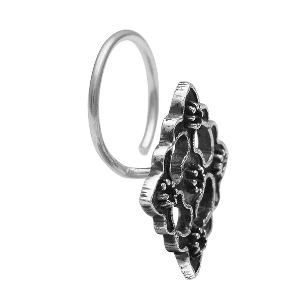 Floral Mandala Nose Pin - Sterling Silver