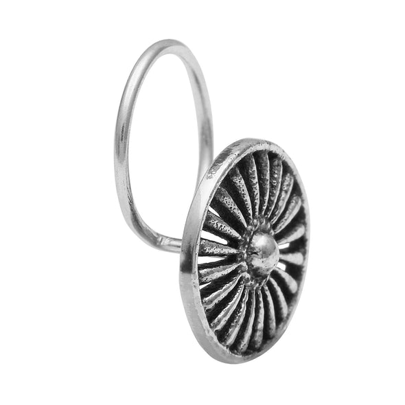Oxidized Circular Nose Pin - Sterling Silver