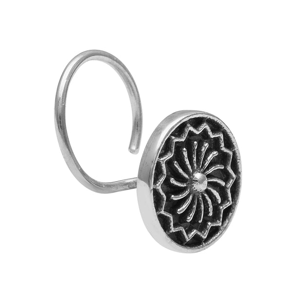 Mandala Sunburst Design Nose Pin - Sterling Silver