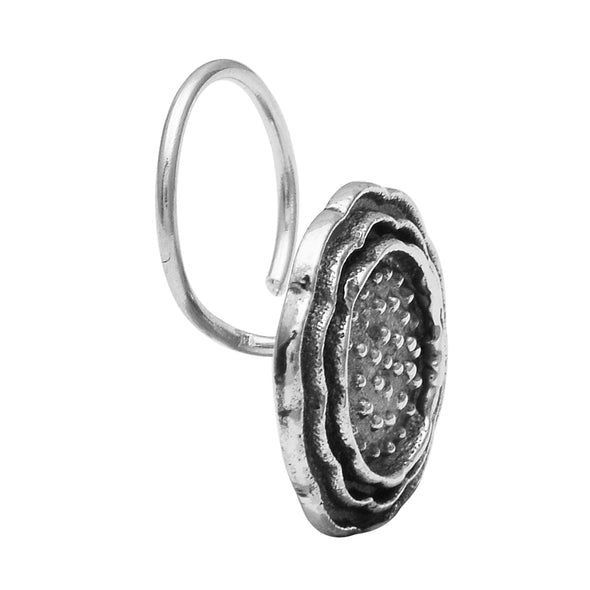 Floral Disc Tribal Design Nose Pin - Sterling Silver