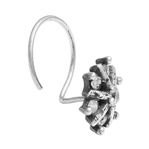 White Gemstone Radiant Starburst Nose Pin - Sterling Silver